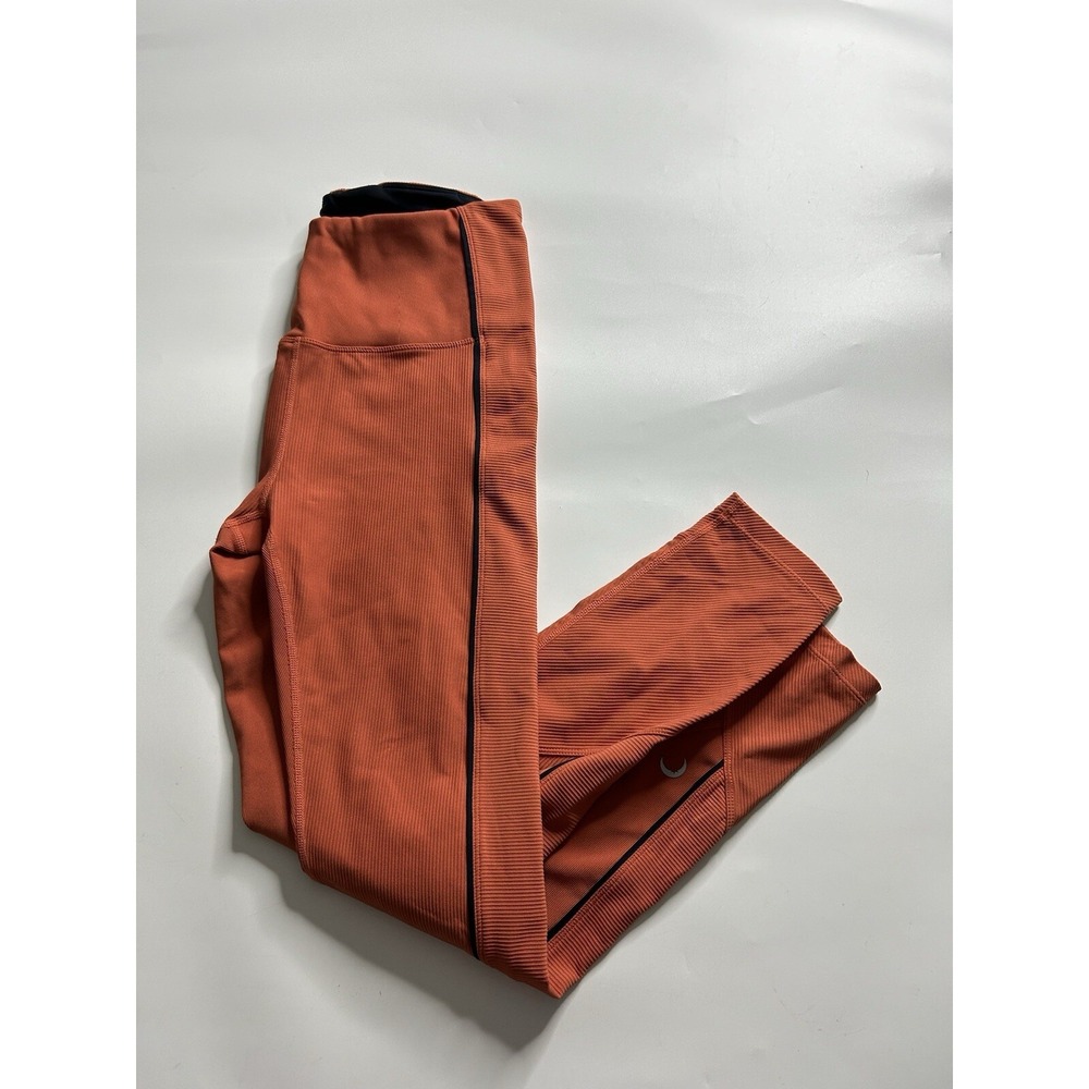 Zyia Active Legging Womens 12 Ribbed Burnt Orange 7/8 Length  High Rise Athletic